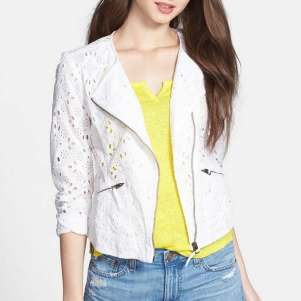 Lucky Brand Moto Jacket White Eyelet size XS